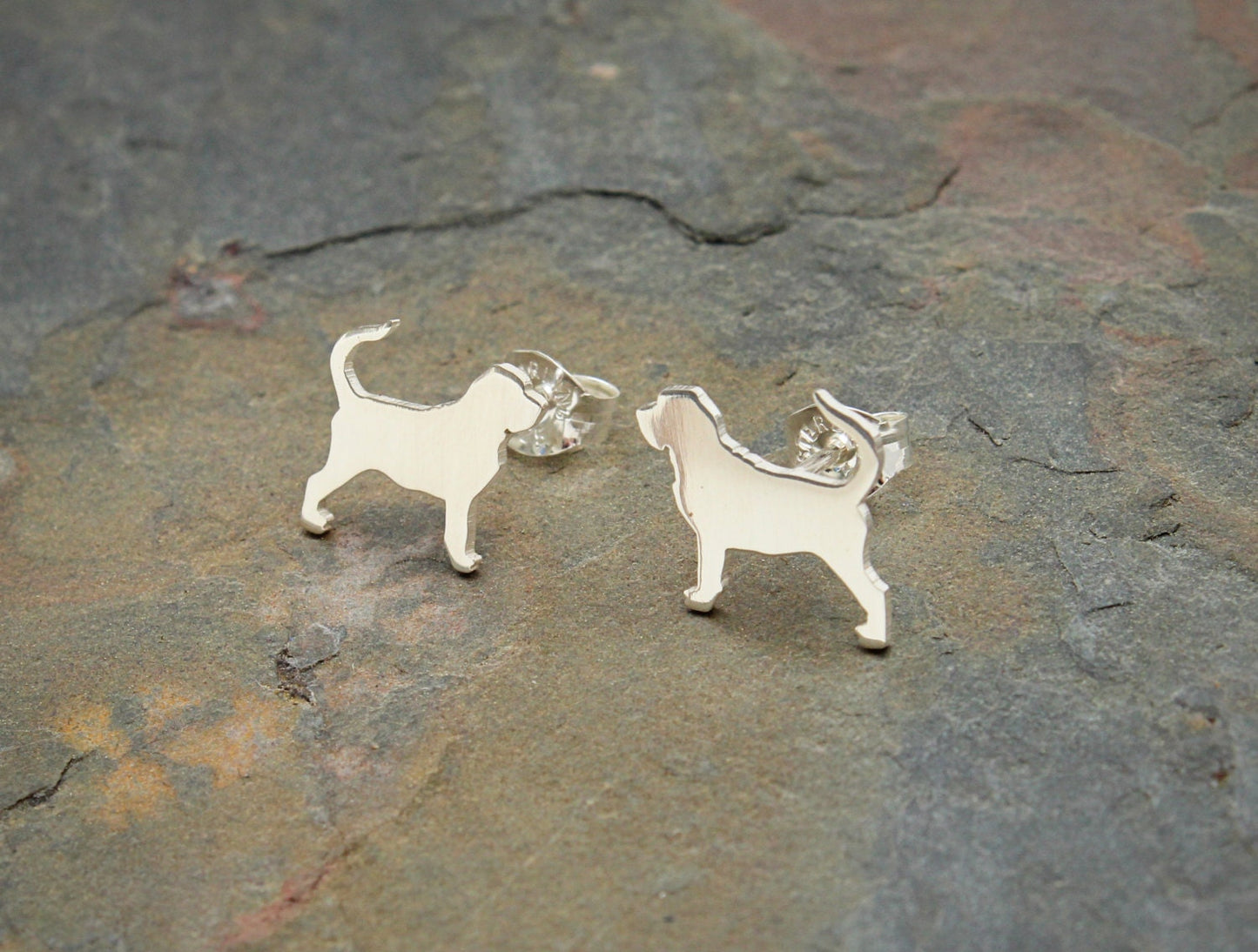 Bloodhound earrings, sterling silver studs