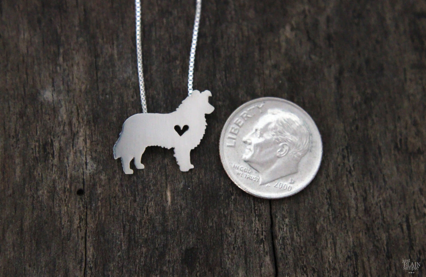 Tiny Border Collie necklace, sterling silver pendant