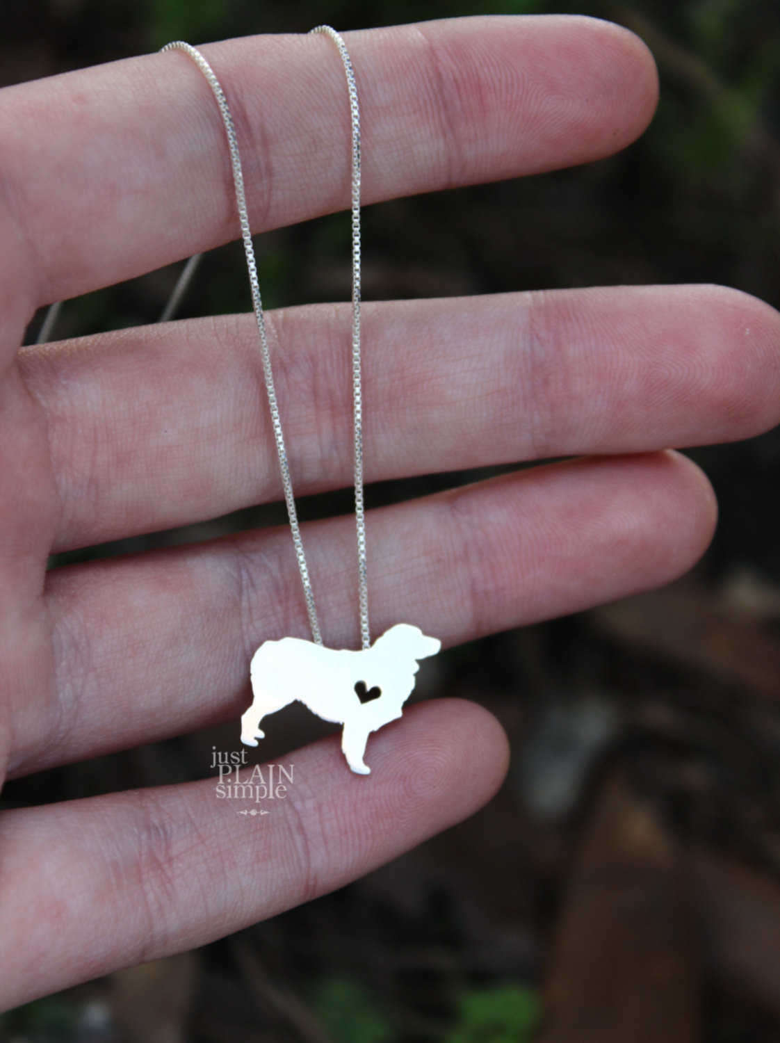 Tiny Australian Shepherd necklace, sterling silver pendant