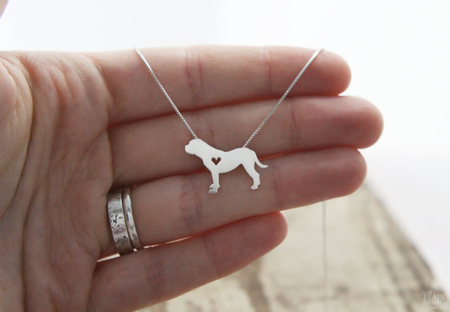 Tiny Bullmastiff necklace, sterling silver pendant