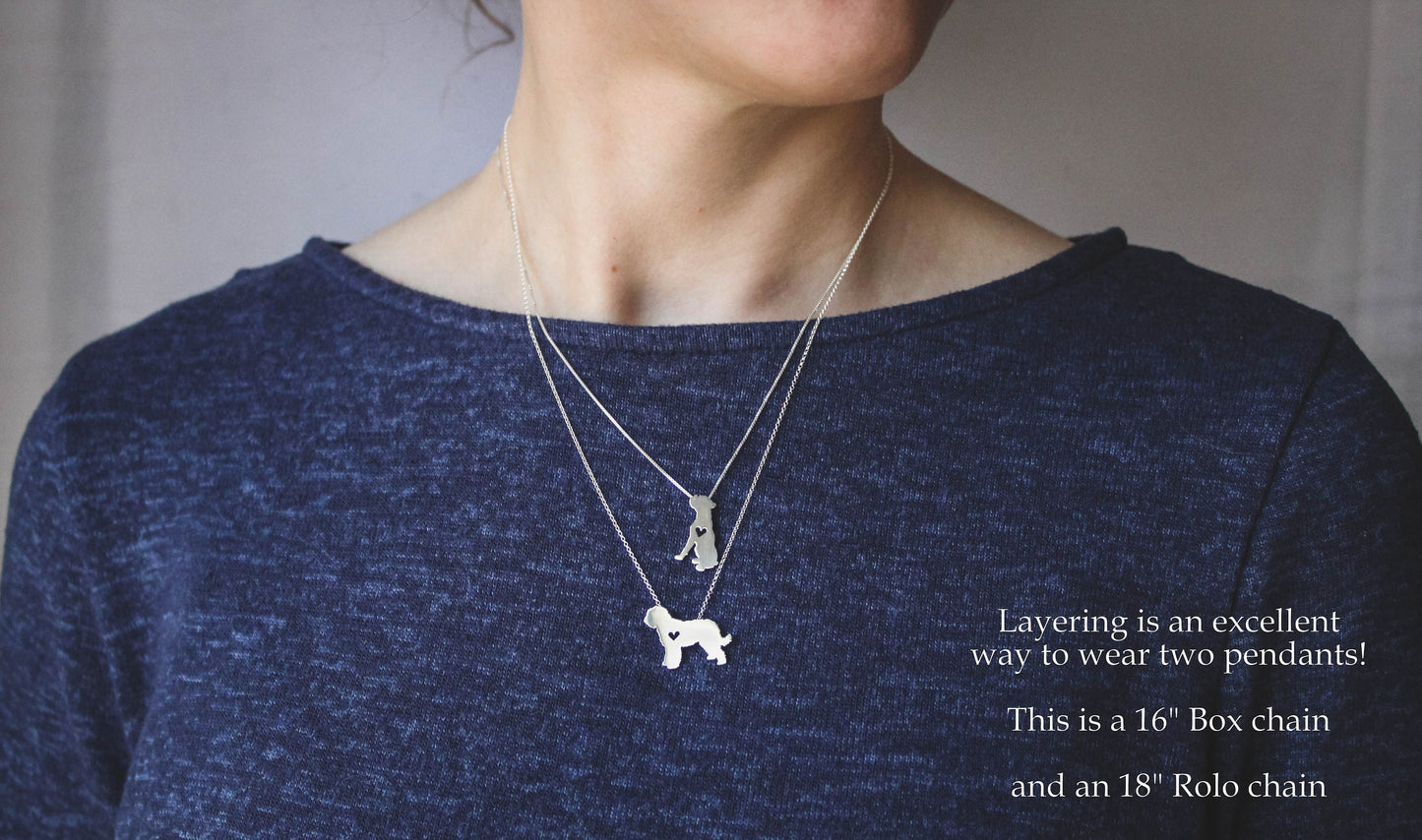 Tiny Cockapoo necklace, sterling silver pendant