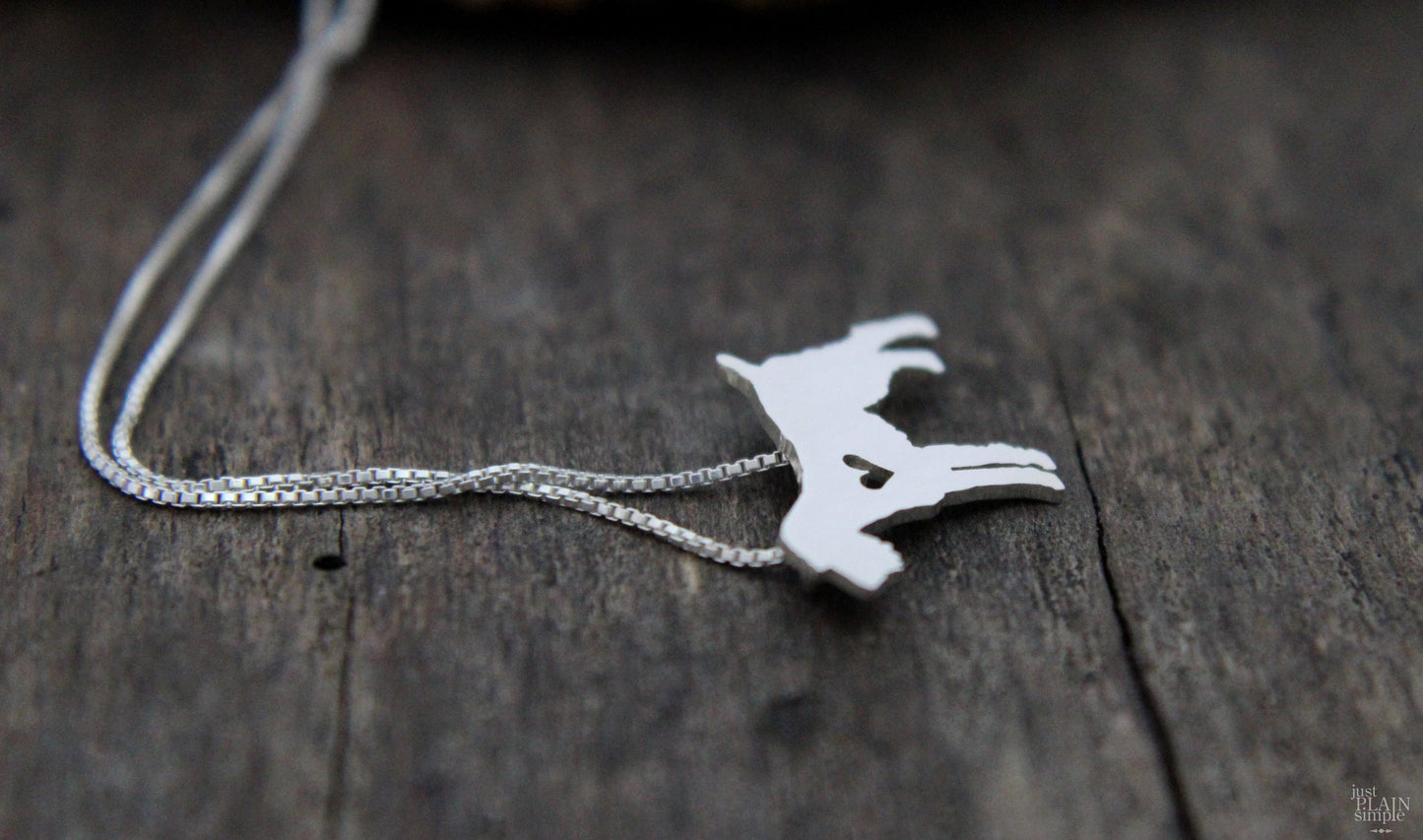 Tiny German Wirehaired Pointer necklace, sterling silver dog pendant