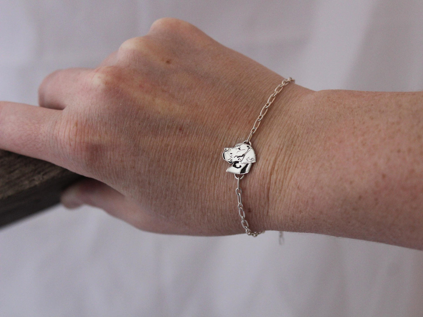 Great Dane Bracelet, engraved sterling silver charm