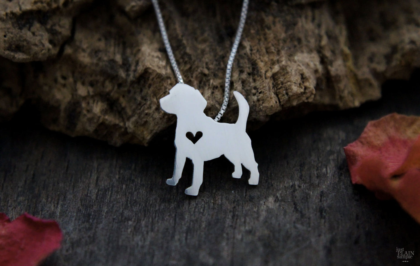 Tiny Beagle hound dog necklace, sterling silver dog pendant