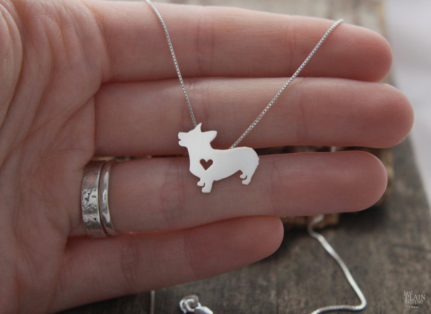 Tiny Pembroke corgi necklace, sterling silver pendant