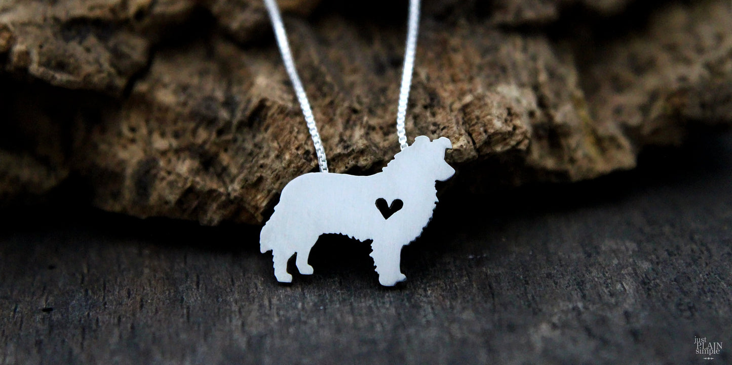 Tiny Border Collie necklace, sterling silver pendant