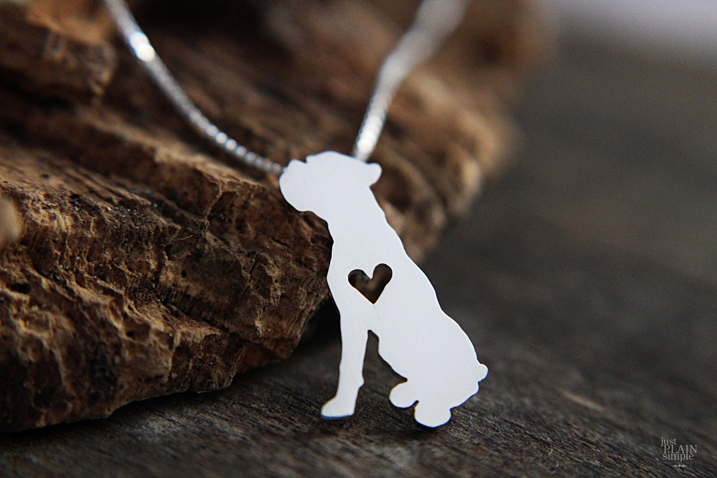 Tiny Boxer dog necklace, sterling silver pendant