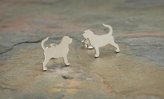 Bloodhound earrings, sterling silver studs