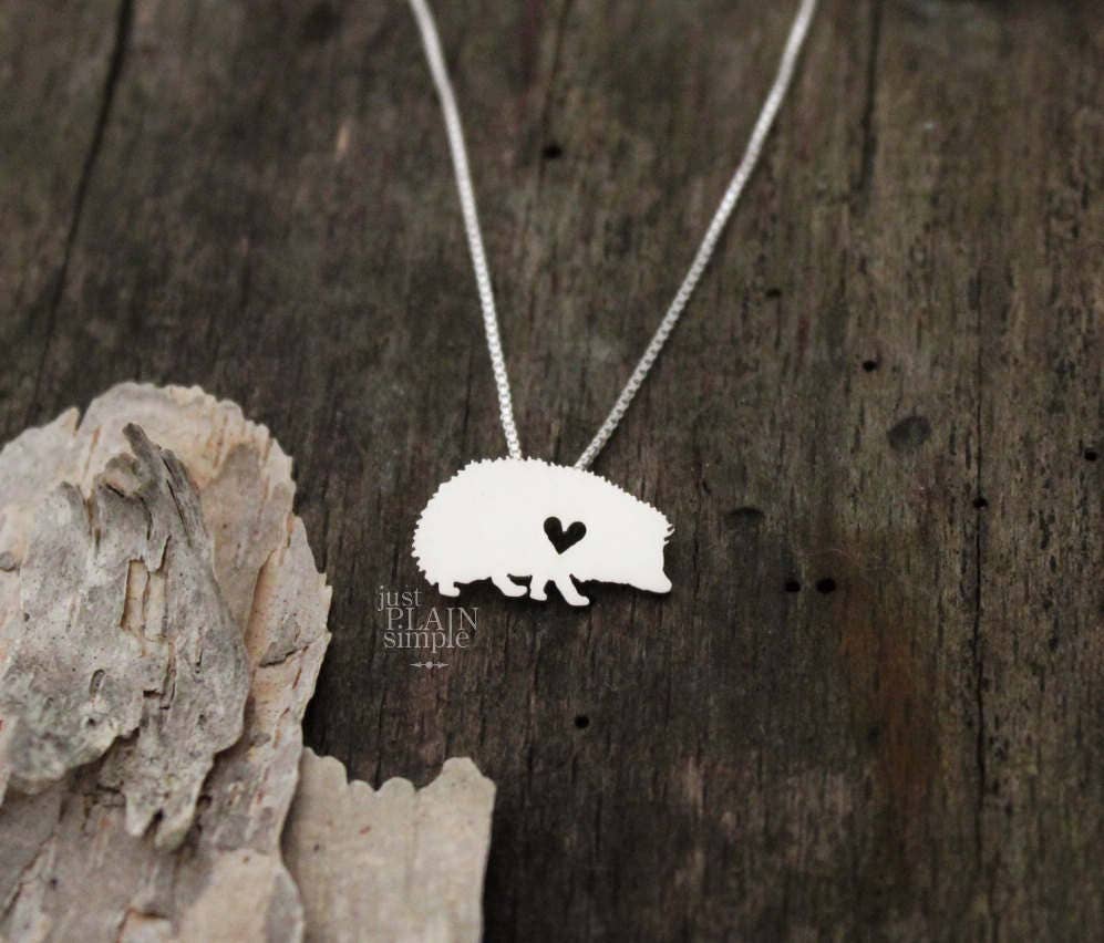Tiny Hedgehog necklace, sterling silver pendant