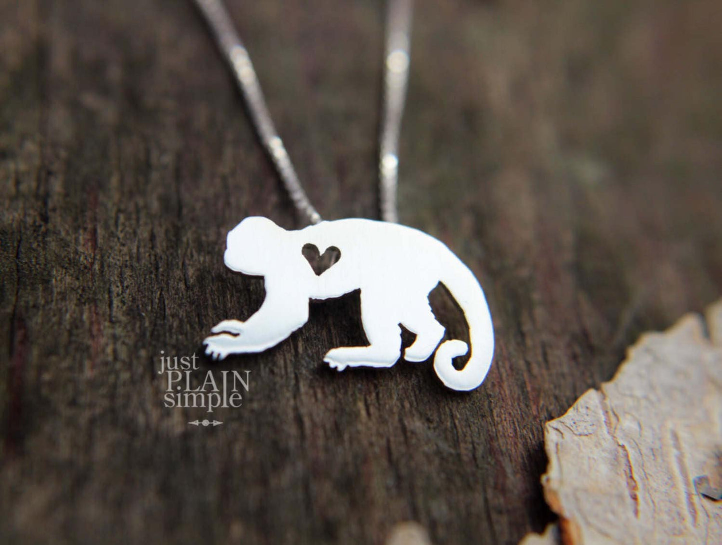 Tiny Capuchin monkey, sterling silver pendant