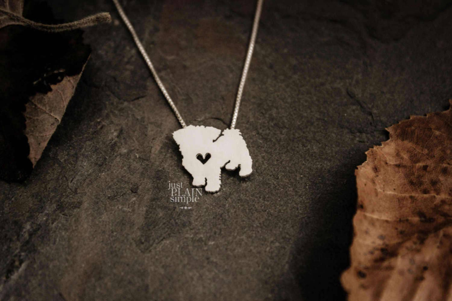 Tiny Maltese dog necklace, tiny sterling silver pendant