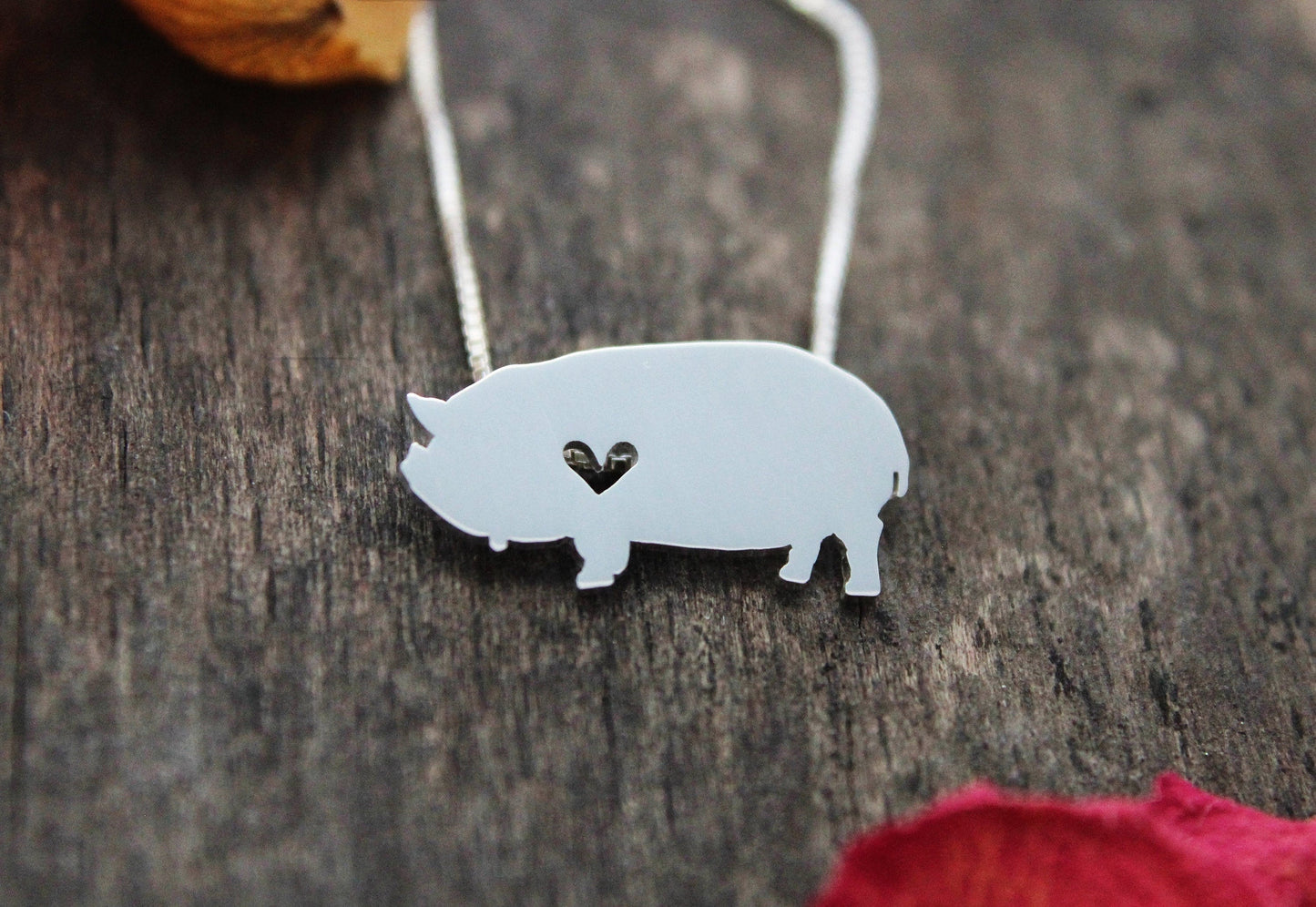 Tiny Kunekune Pig necklace, sterling silver pendant