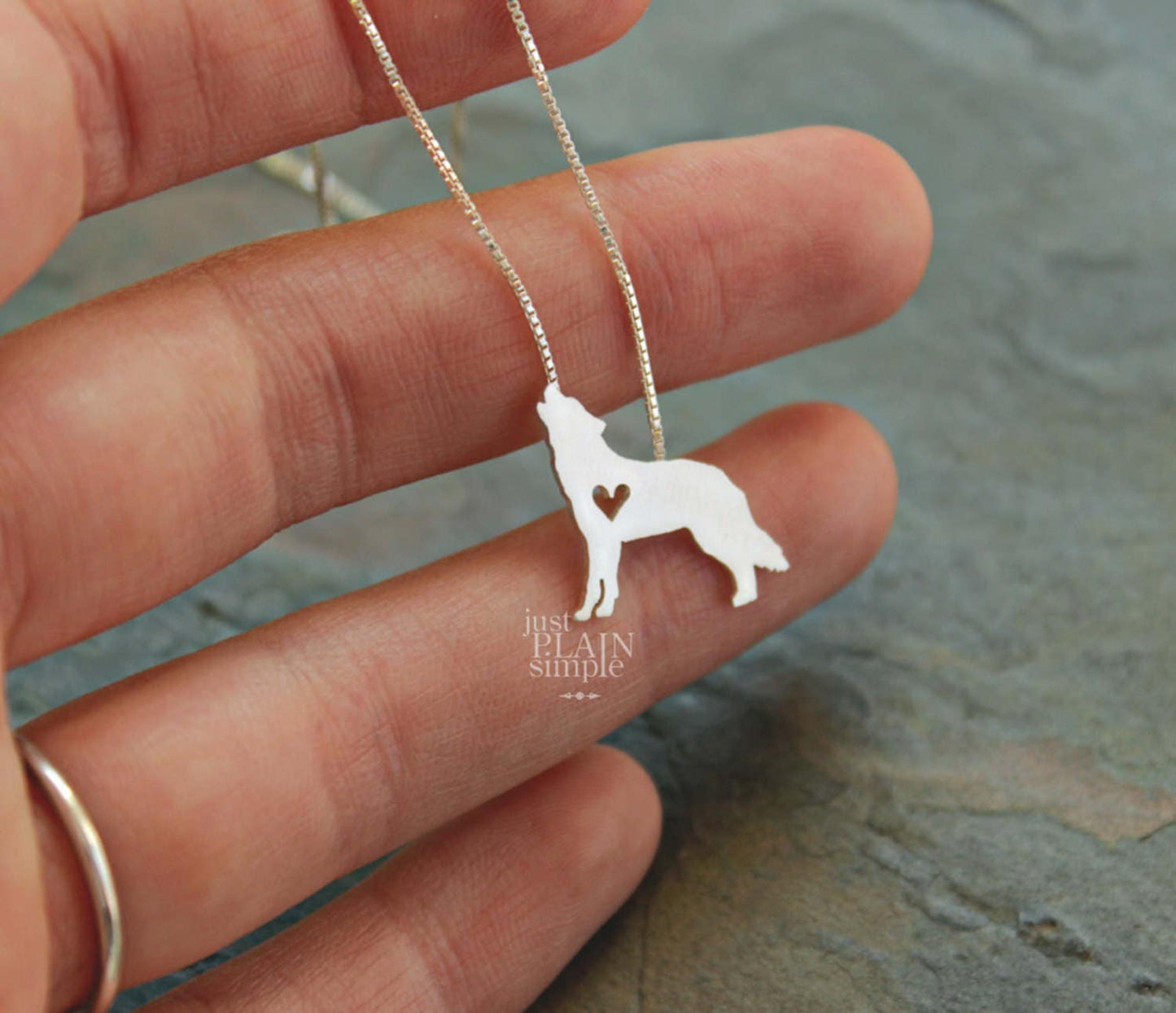 Tiny Wolf necklace, sterling silver pendant