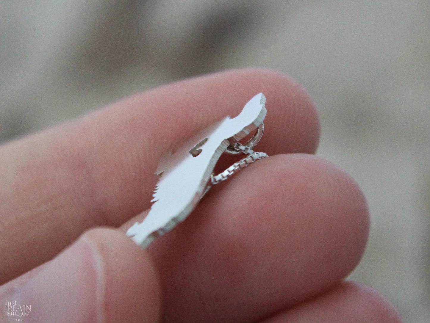 Tiny Long haired Dachshund necklace, sterling silver pendant