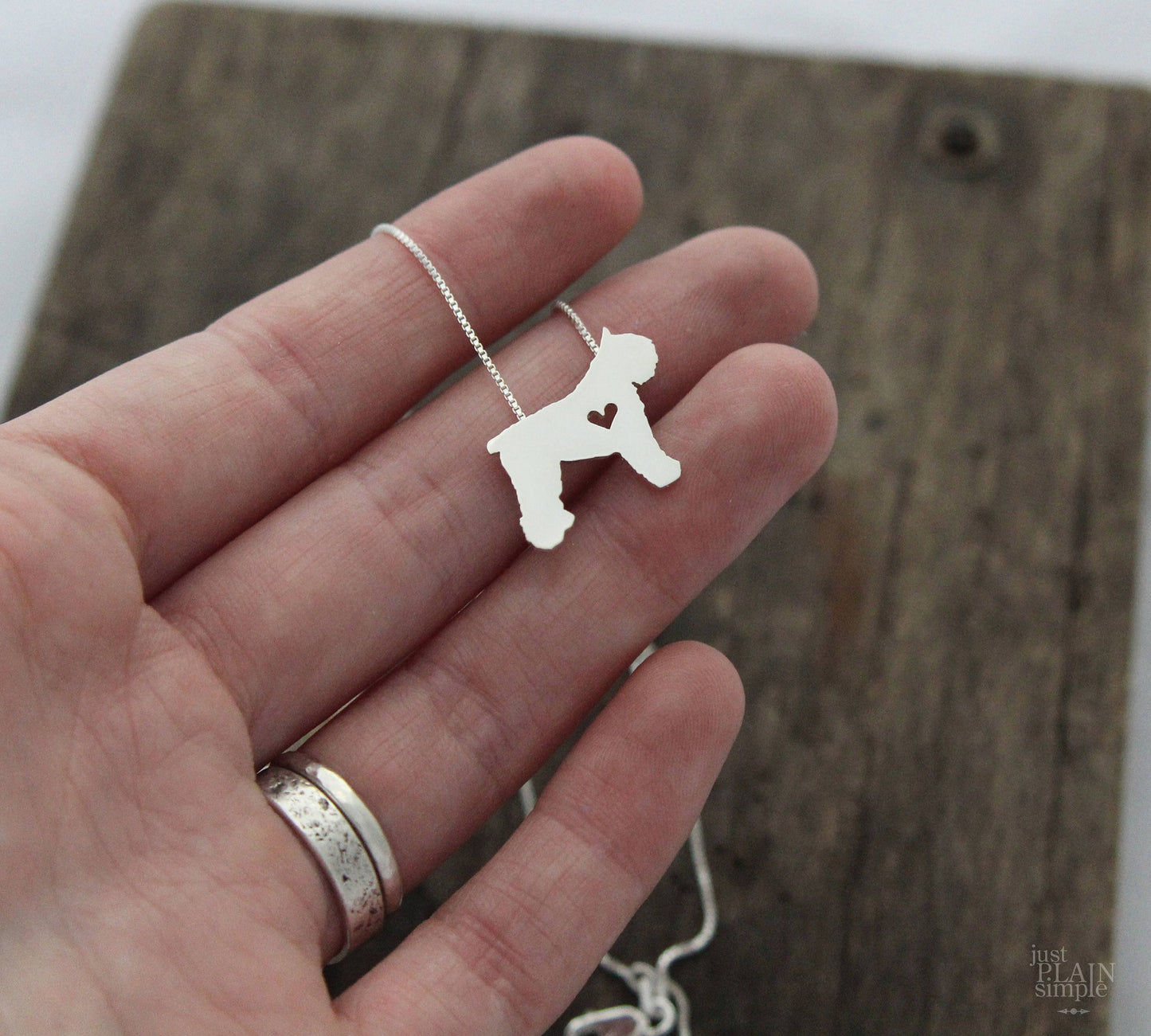 Tiny Bouvier des Flanders necklace, sterling silver pendant