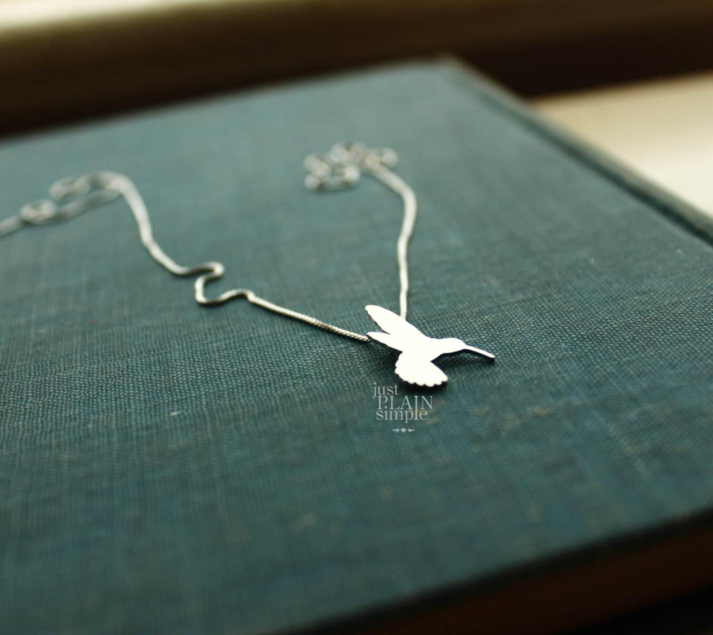 Tiny Hummingbird necklace, sterling silver bird pendant
