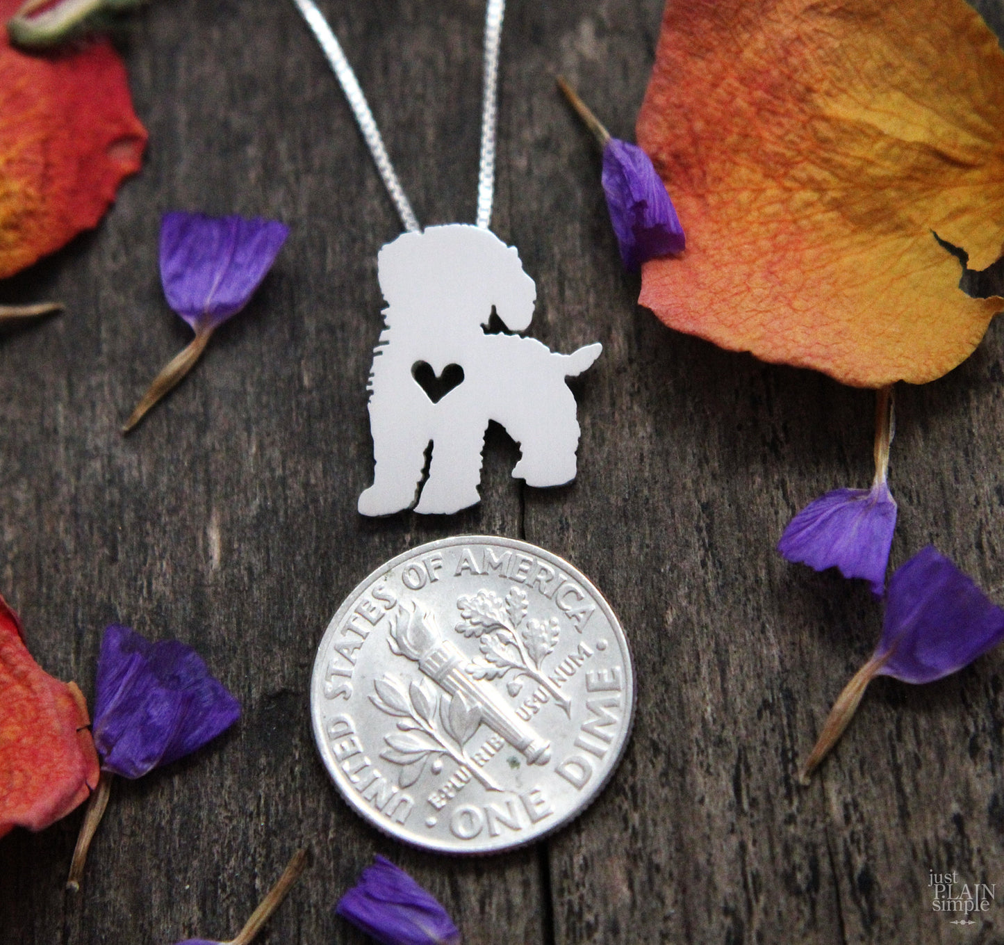 Tiny Cockapoo necklace, sterling silver pendant