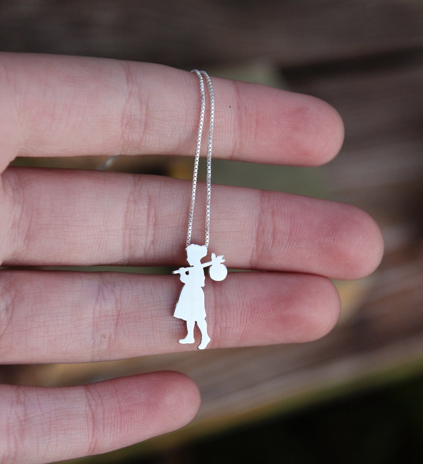 Tiny Runaway Girl pendant, sterling silver necklace