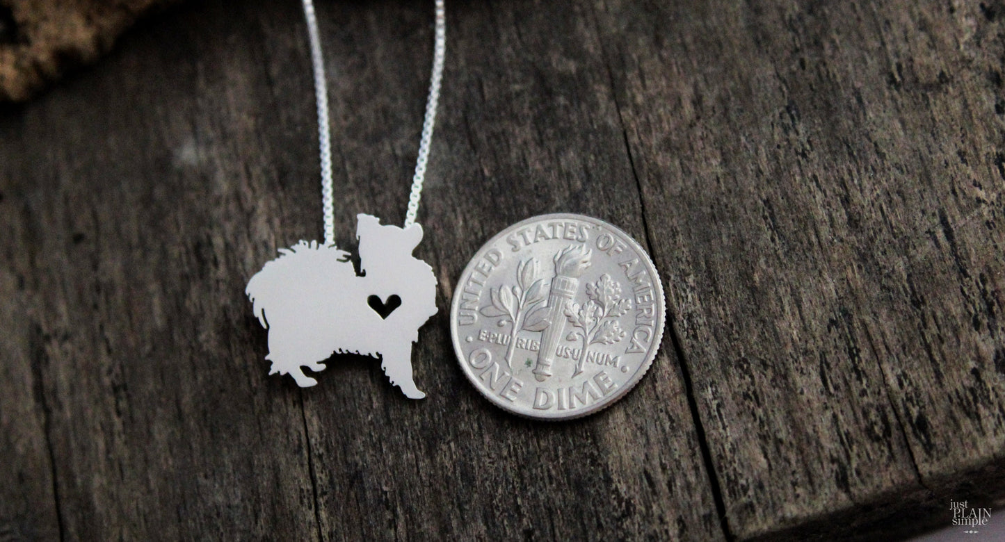 Tiny Papillon necklace, sterling silver pendant
