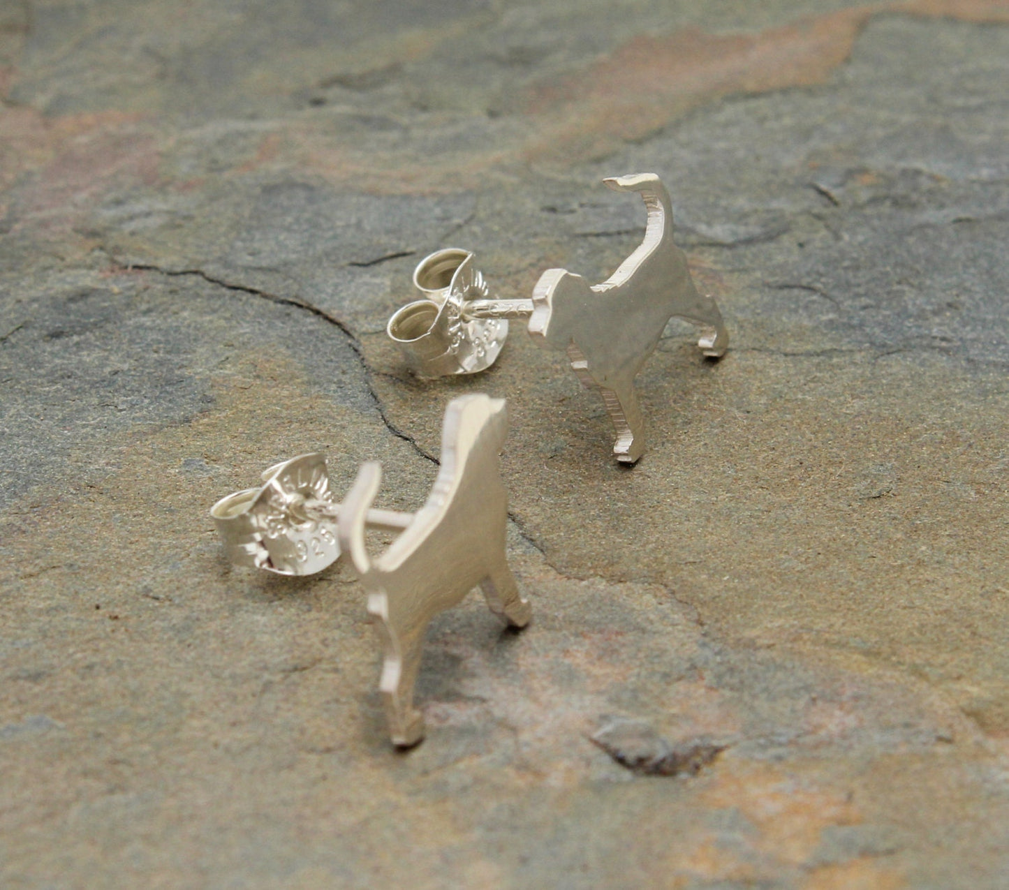 Bloodhound earrings, sterling silver studs