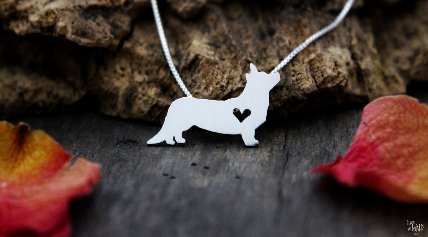 Tiny Cardigan Corgi necklace, sterling silver pendant