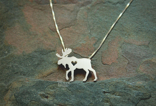 Tiny Moose necklace, sterling silver pendant