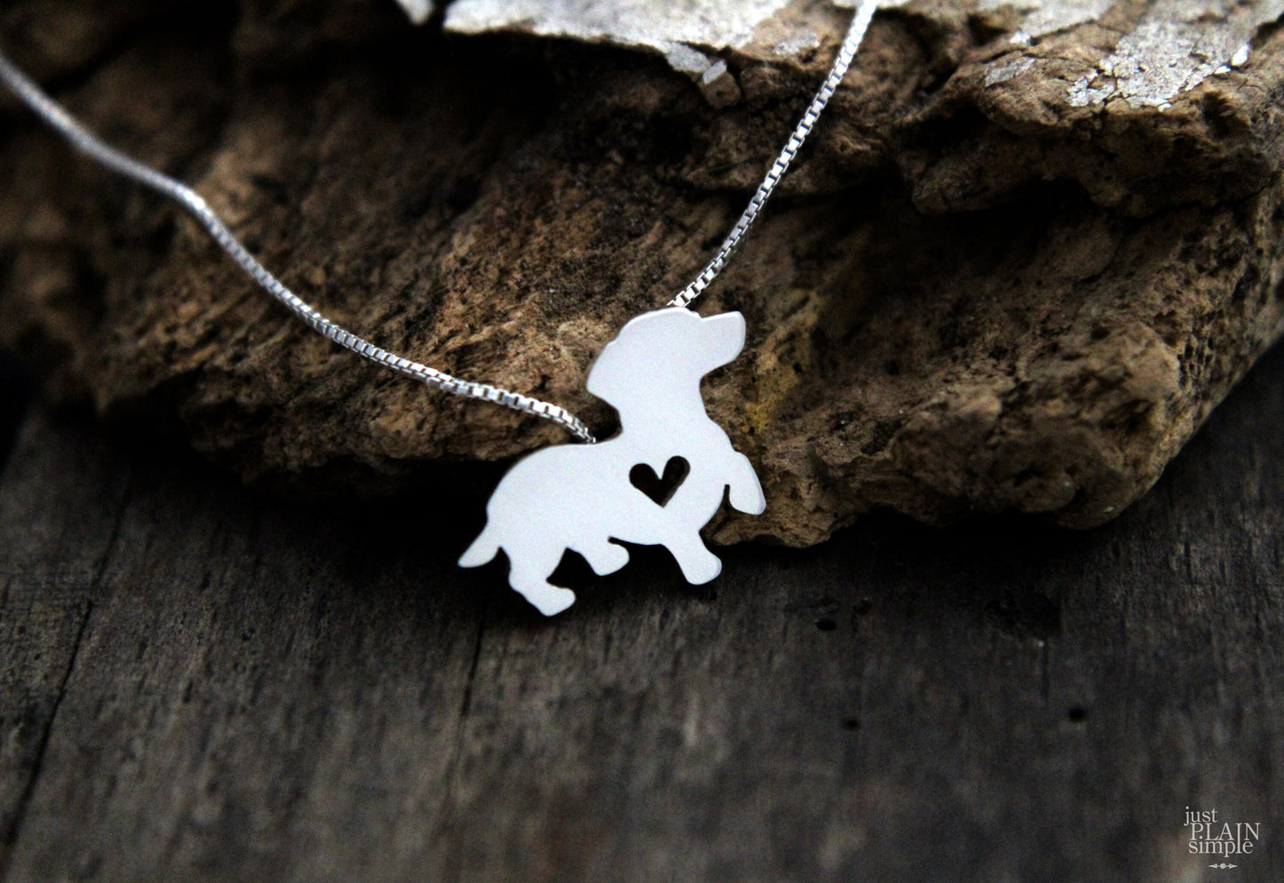 Tiny Dachshund necklace, sterling silver pendant