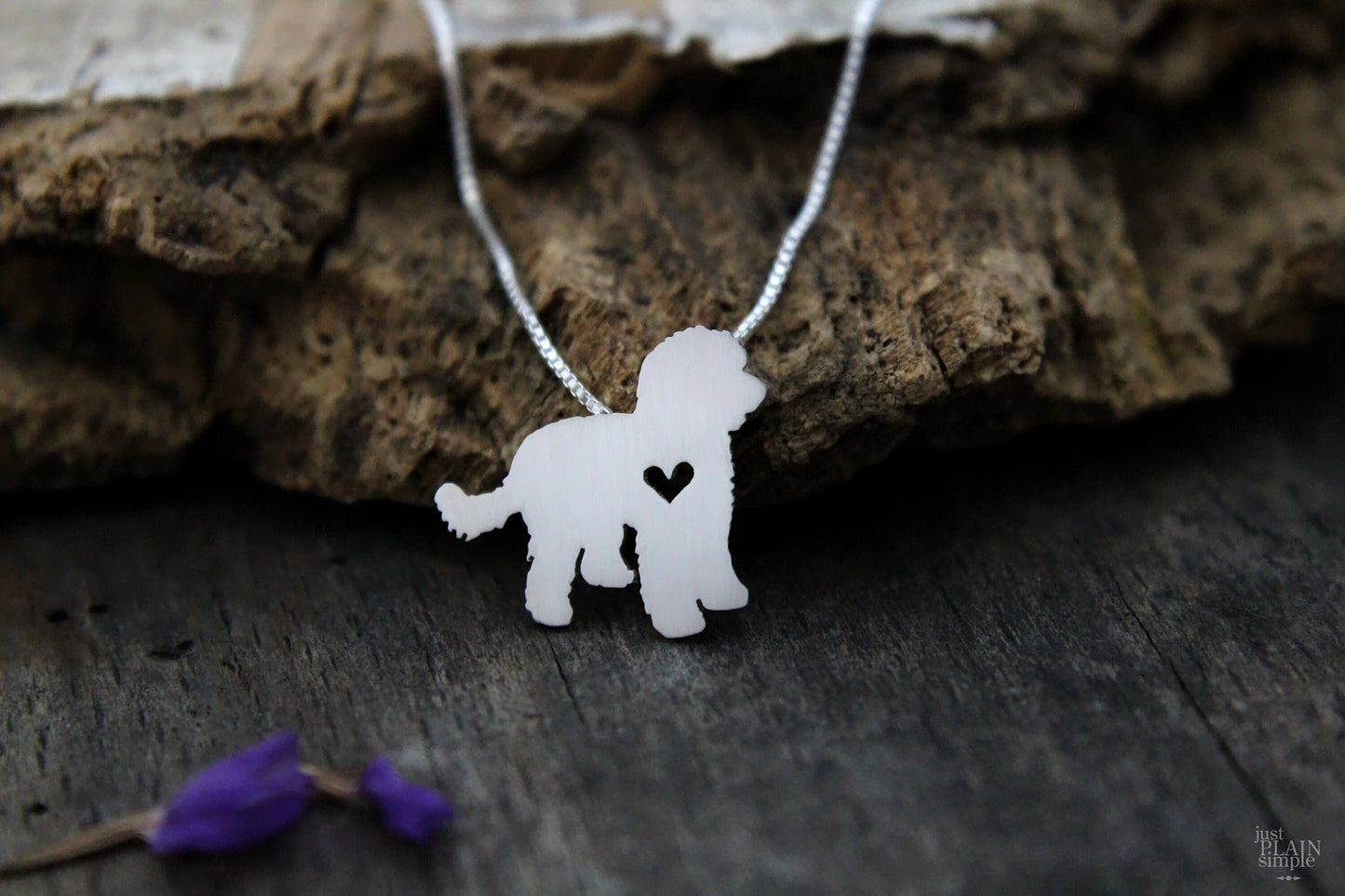 Tiny Labradoodle necklace, sterling silver pendant