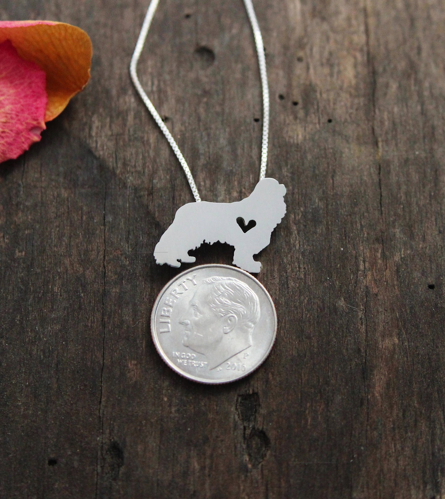 Tiny King Charles Cavilear necklace, sterling silver pendant