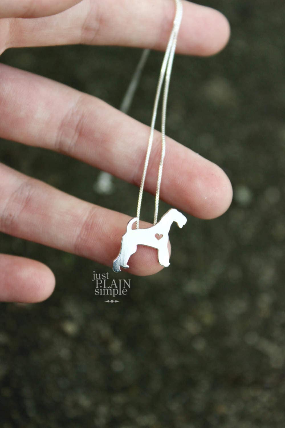 Tiny Airedale Terrier necklace, sterling silver pendant