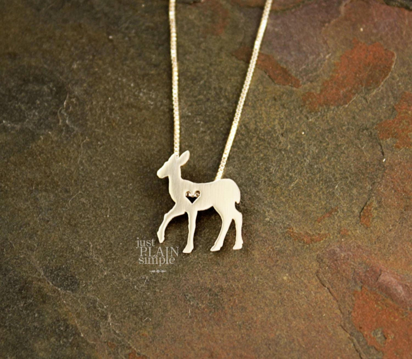 Tiny Fawn necklace, sterling silver pendant