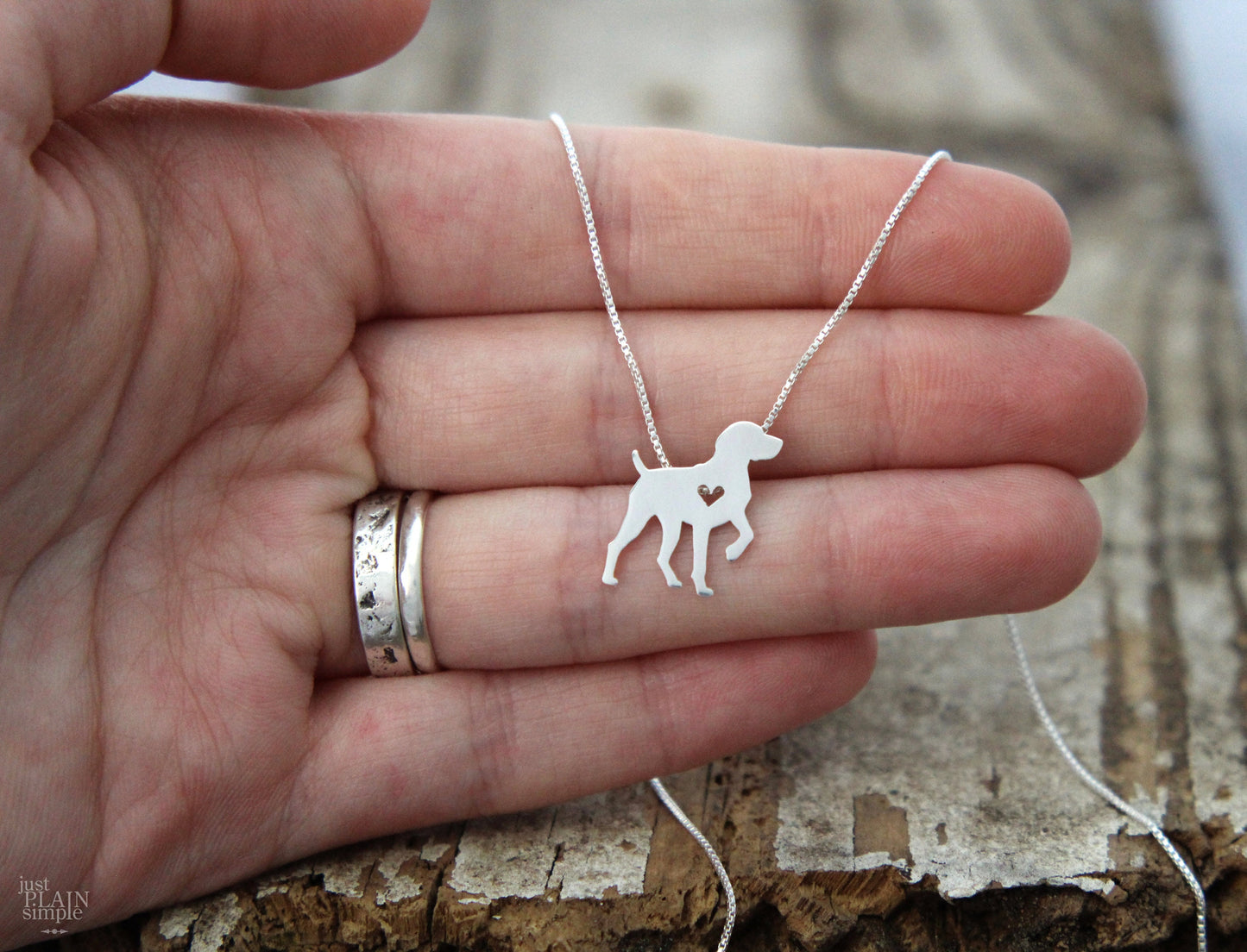 Tiny German Shorthaired Pointer necklace, sterling silver pendant