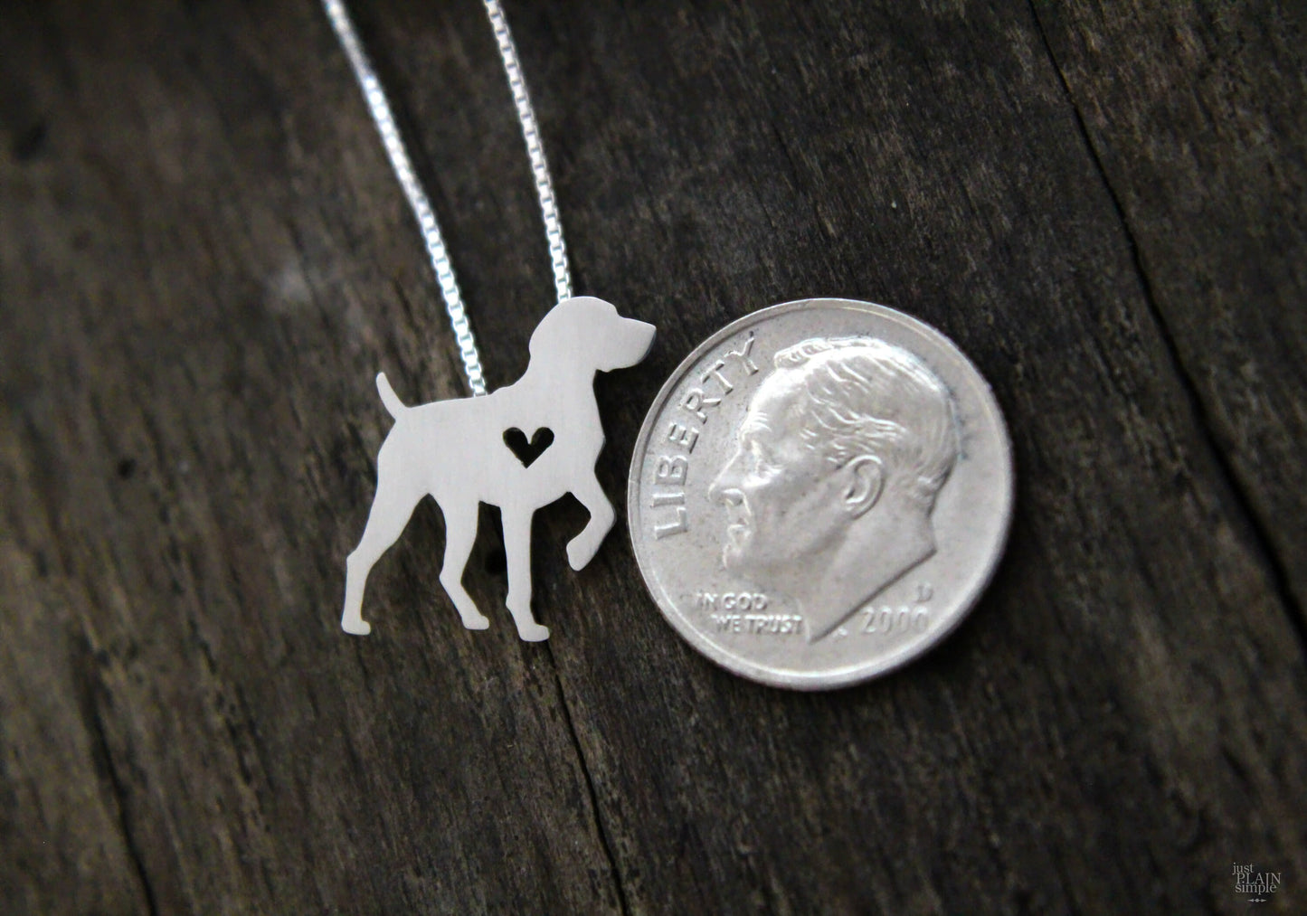 Tiny German Shorthaired Pointer necklace, sterling silver pendant