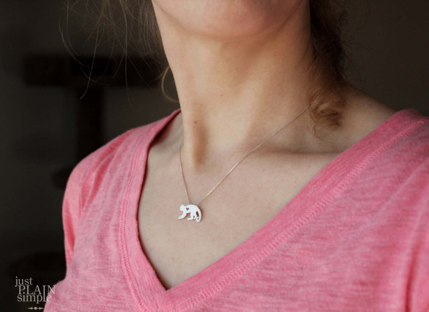 Tiny Capuchin monkey, sterling silver pendant