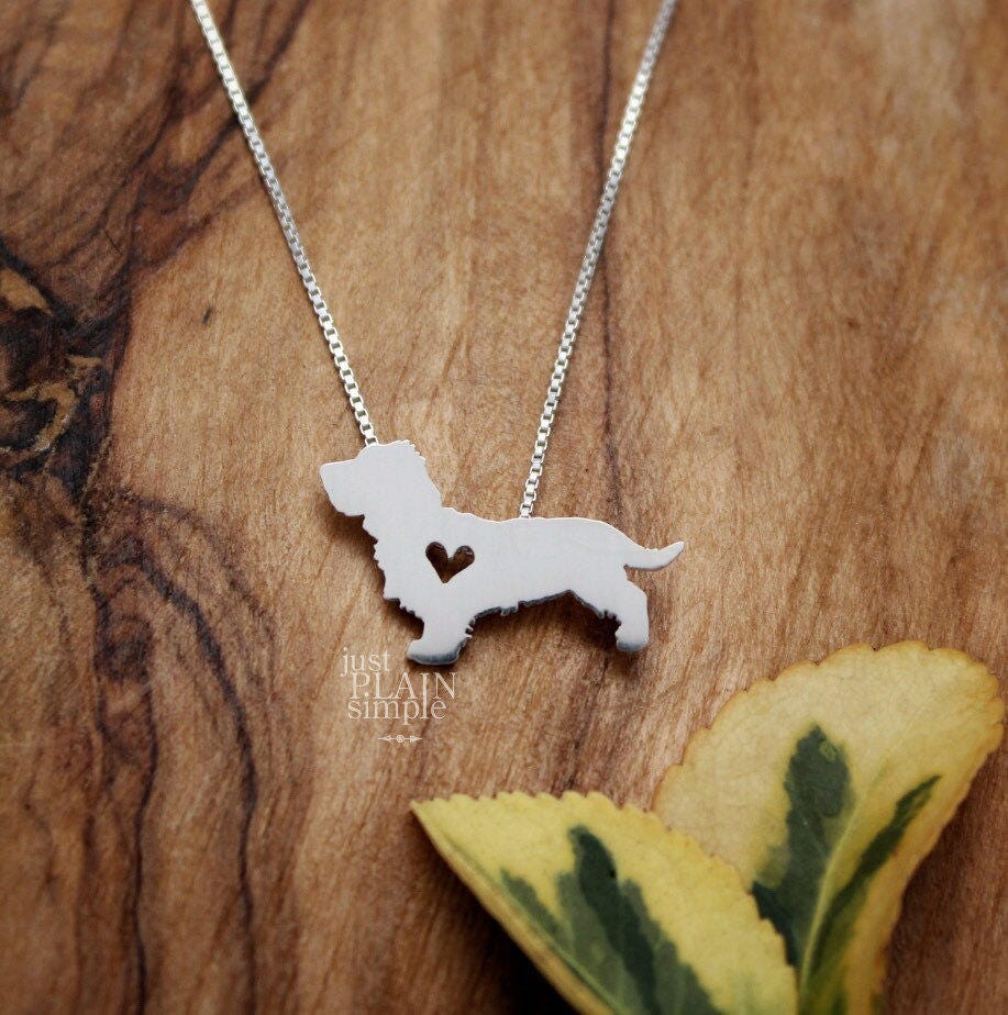 Wire Haired Dachshund necklace, tiny sterling silver pendant for dog lovers.