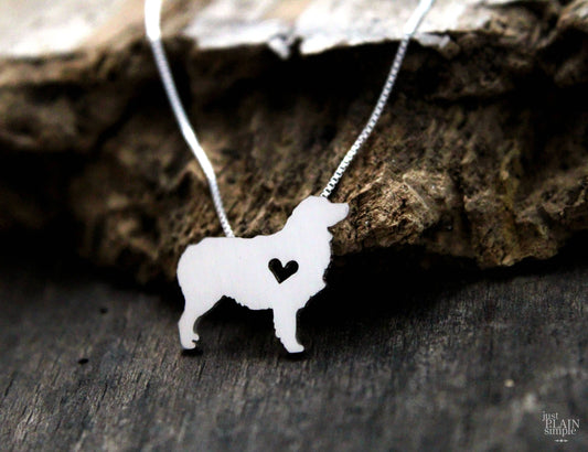 Tiny Australian Shepherd necklace, sterling silver pendant