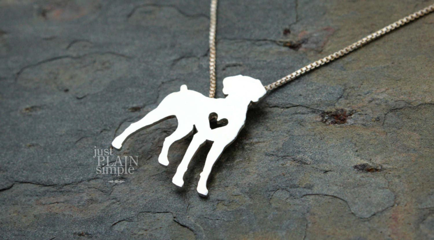 Tiny Weimaraner necklace, sterling silver pendant
