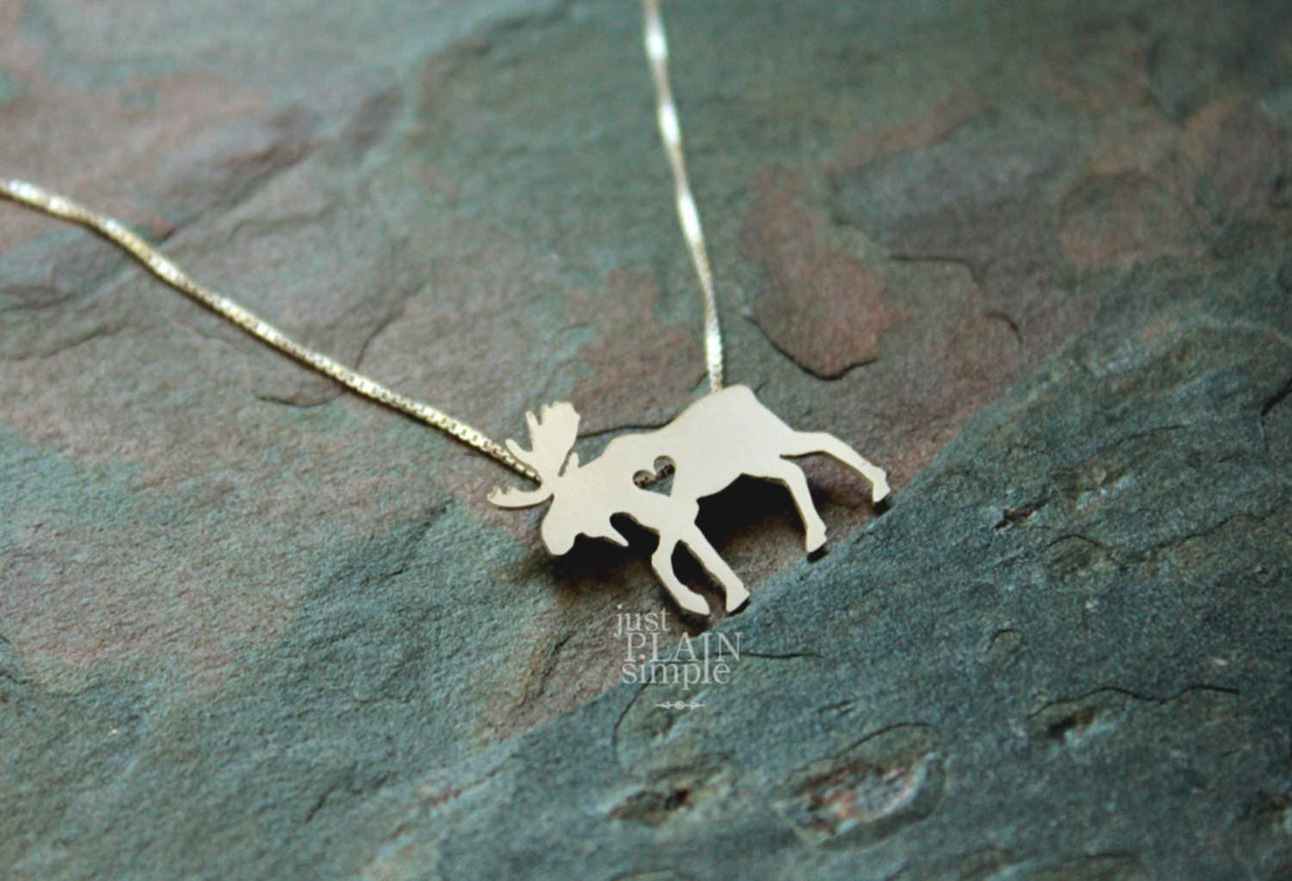 Tiny Moose necklace, sterling silver pendant
