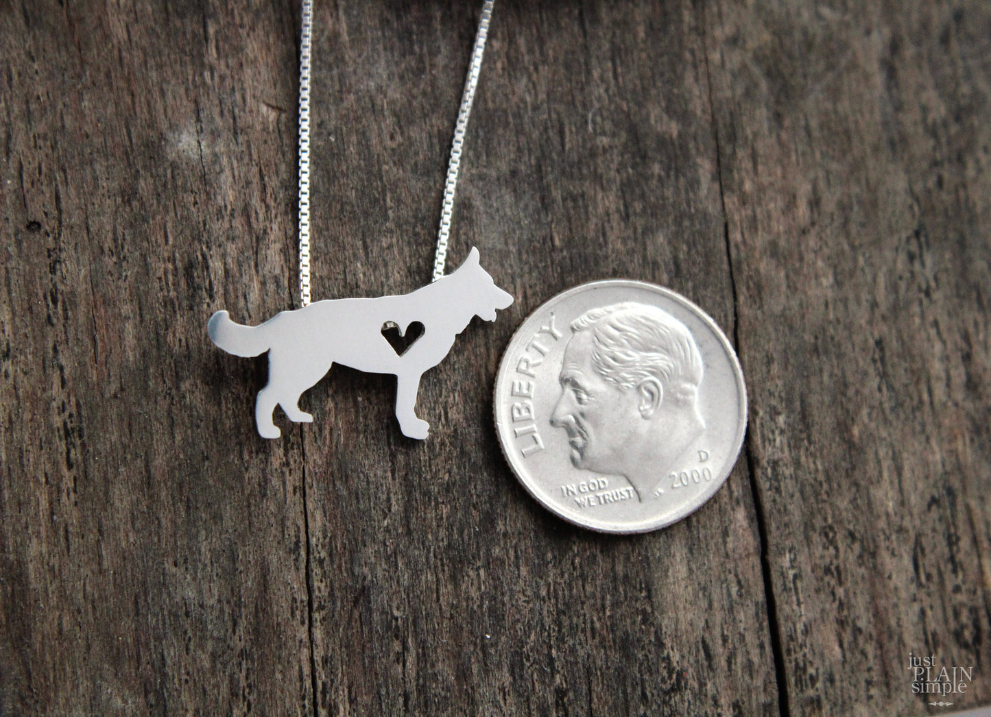 Tiny German Shepherd necklace, sterling silver pendant