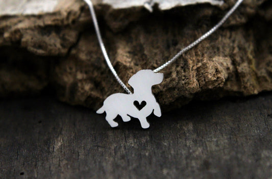 Tiny Dachshund necklace, sterling silver pendant