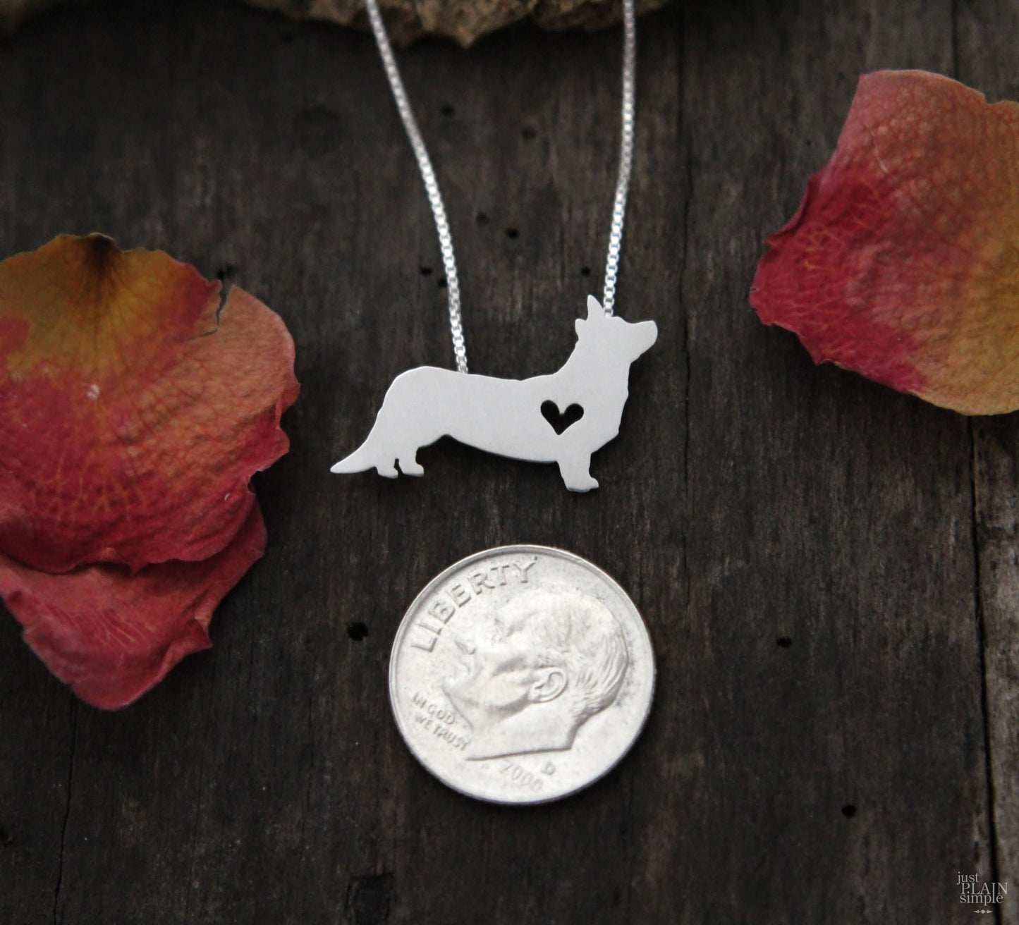 Tiny Cardigan Corgi necklace, sterling silver pendant