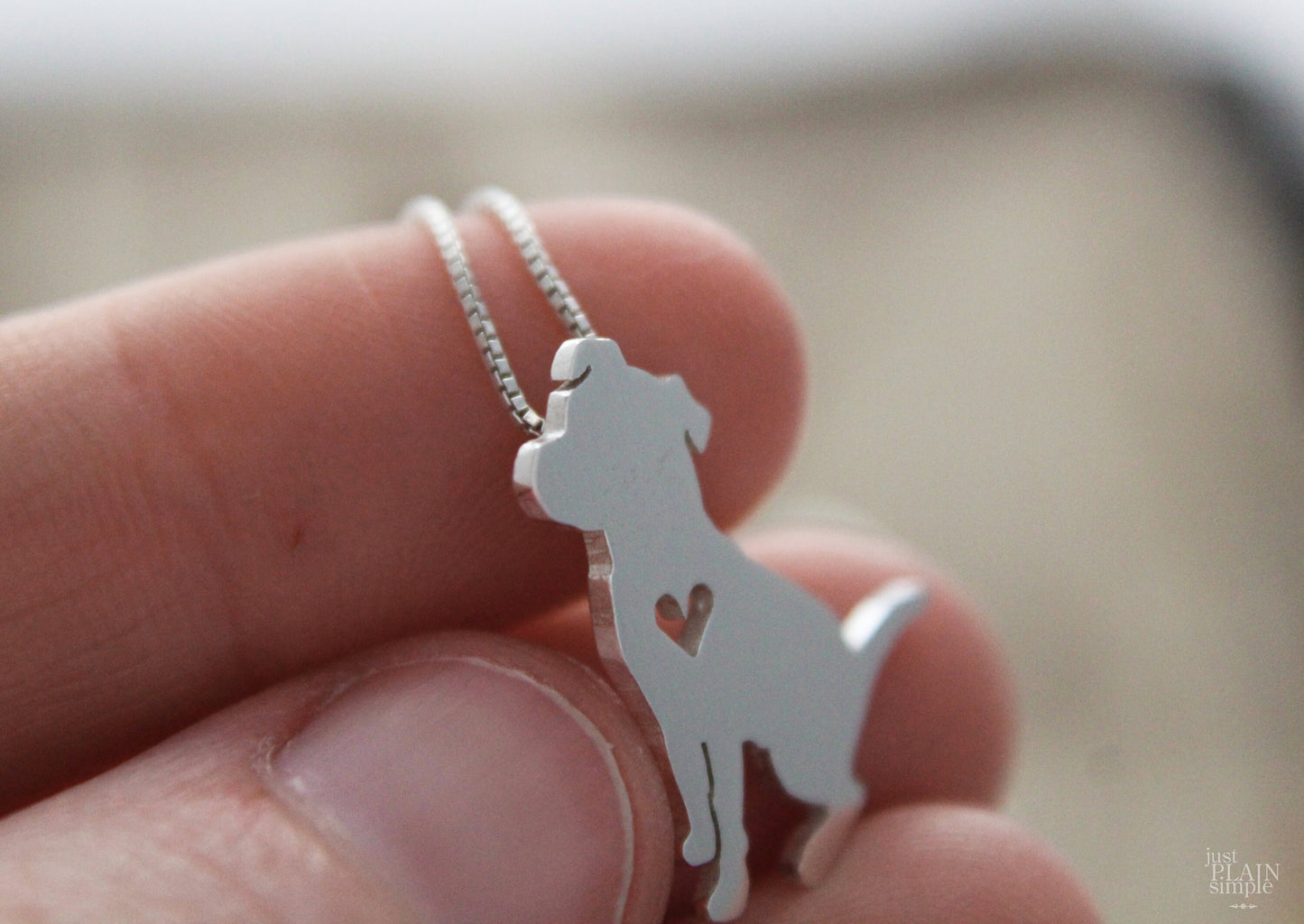 Tiny Pit bull necklace, sterling silver pendant