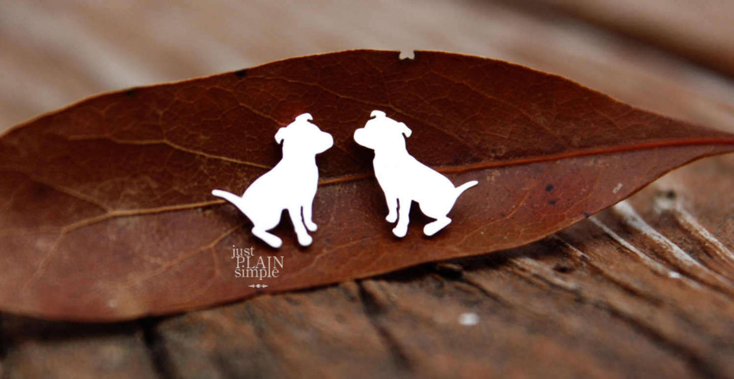 Pit bull earrings, sterling silver studs for dog lovers