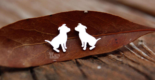 Pit bull earrings, sterling silver studs for dog lovers