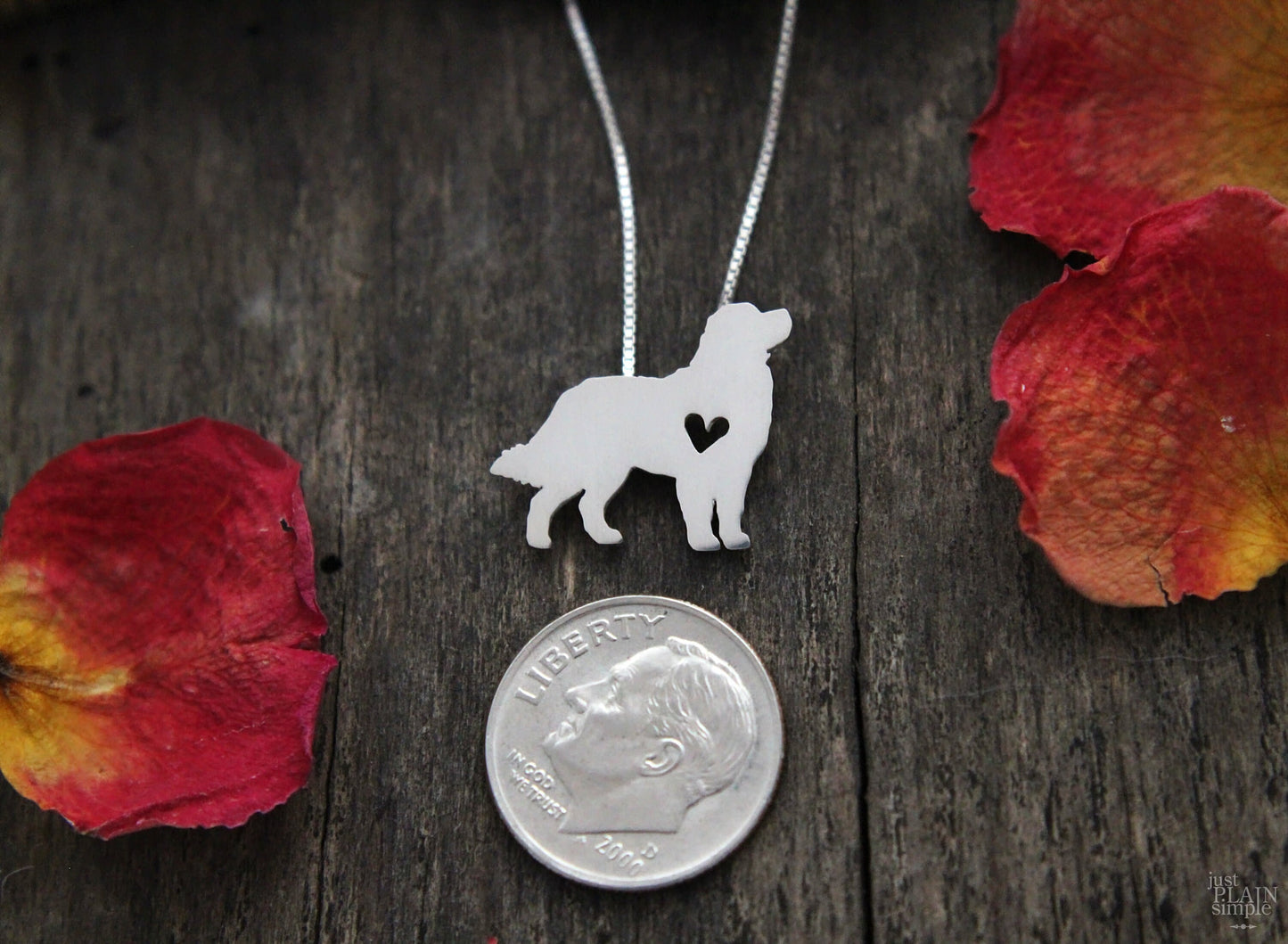 Tiny Bernese mountain dog necklace, silver hand pendant