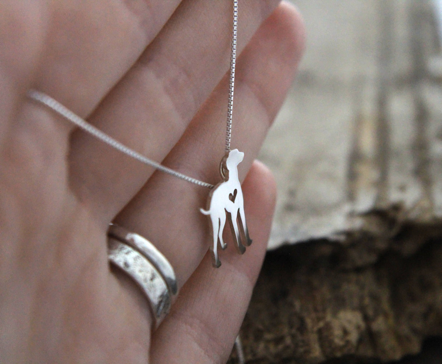 Tiny Greyhound necklace, sterling silver pendant