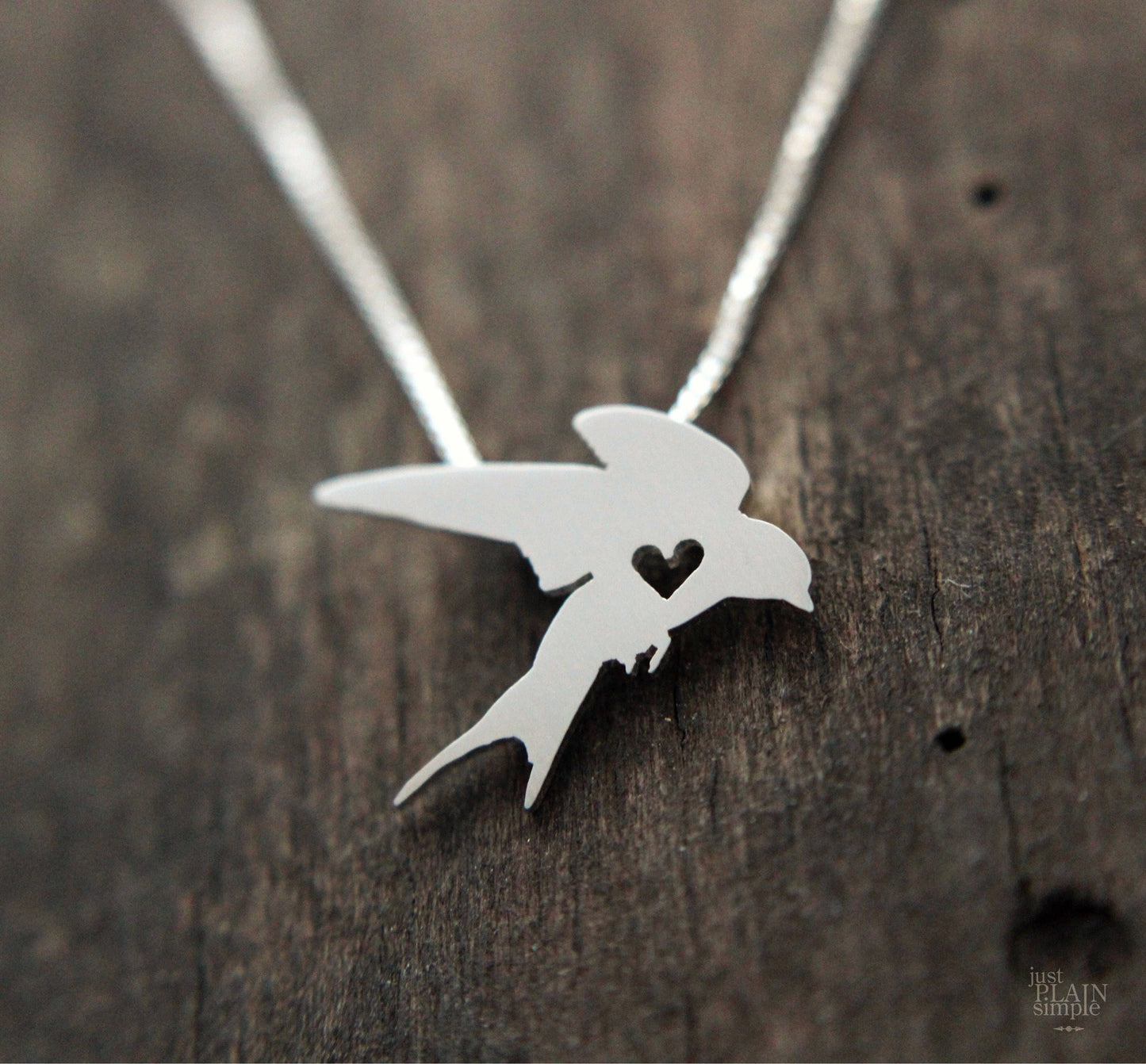 Tiny Barn Swallow necklace, sterling silver pendant