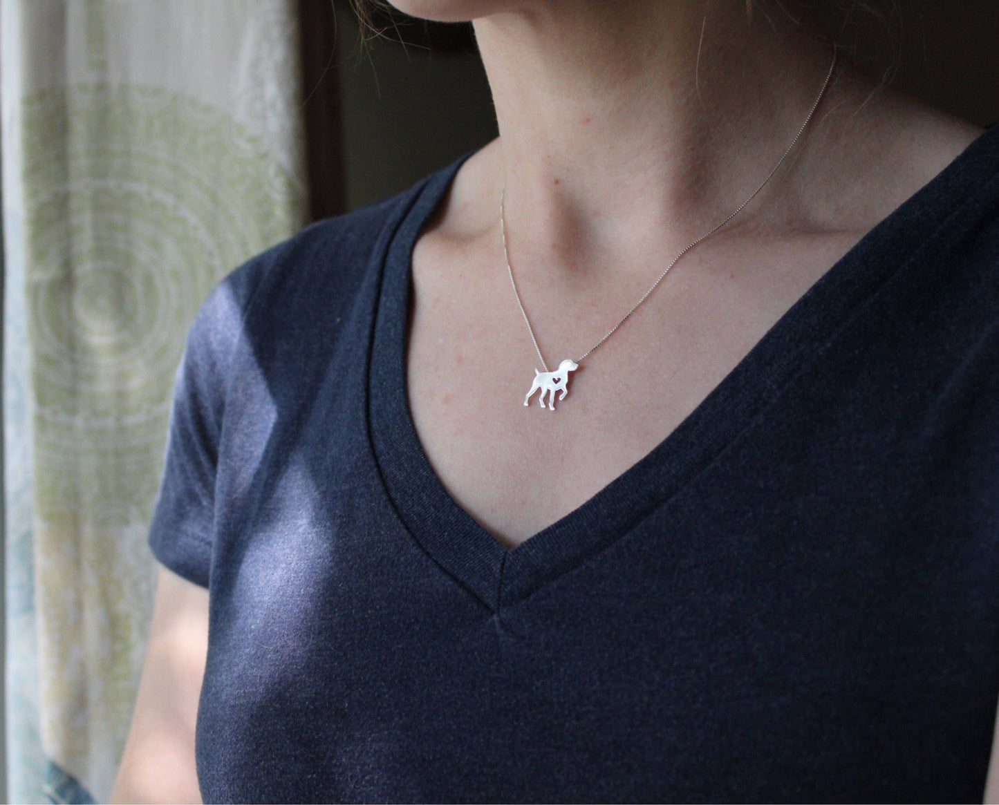 Tiny German Shorthaired Pointer necklace, sterling silver pendant