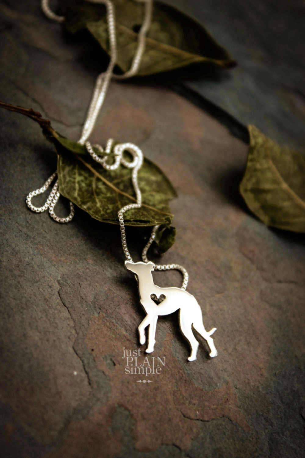 Tiny Whippet necklace, sterling silver dog pendant