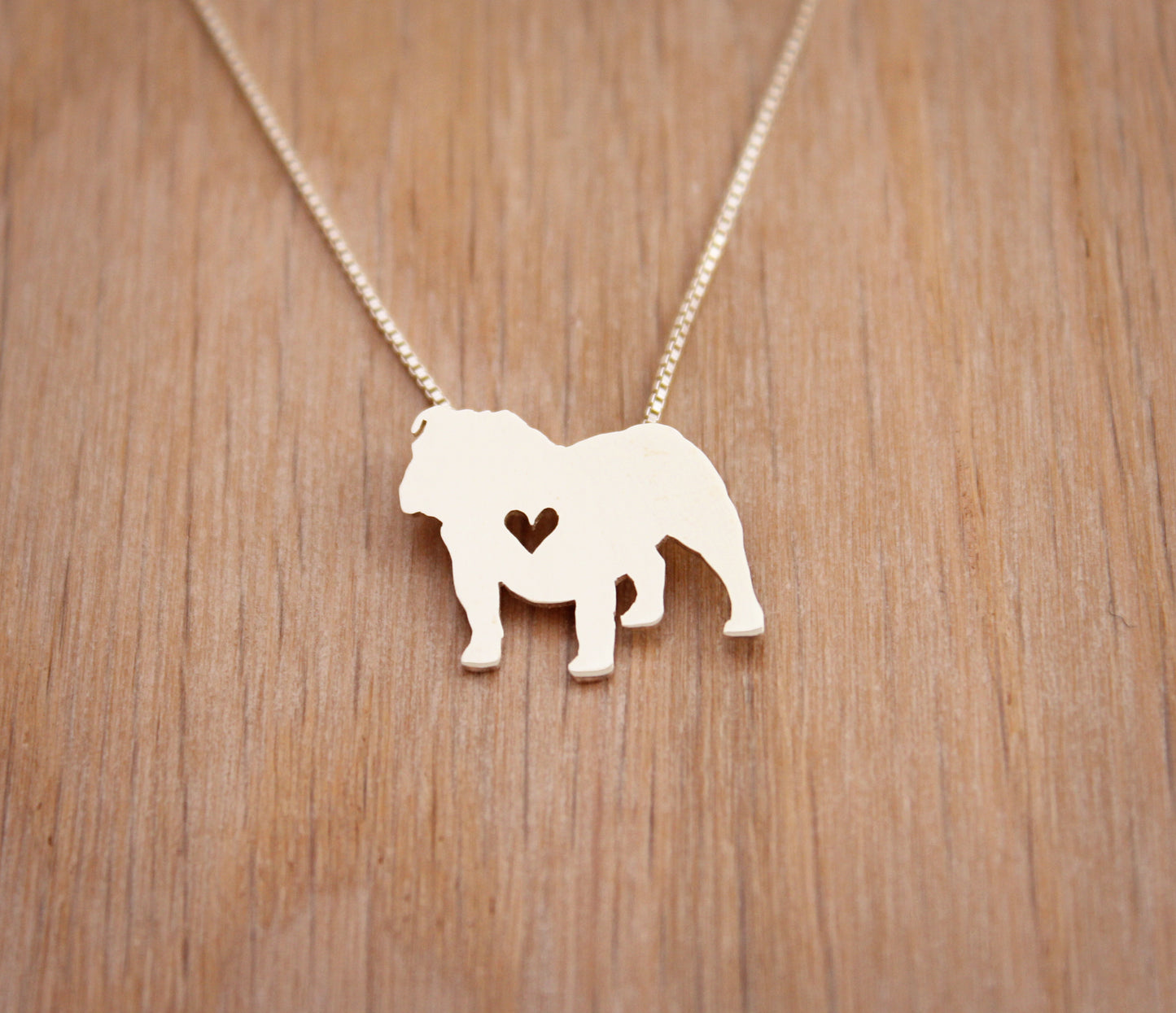 Tiny English Bulldog necklace, sterling silver pendant
